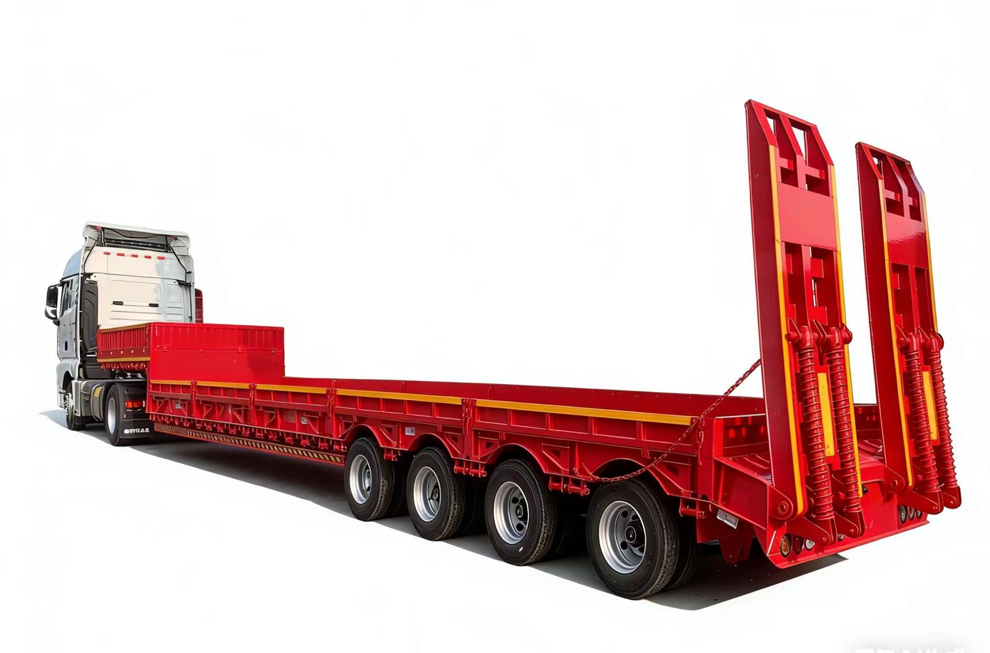 Low-profile multi-axle low flatbed semi-trailer