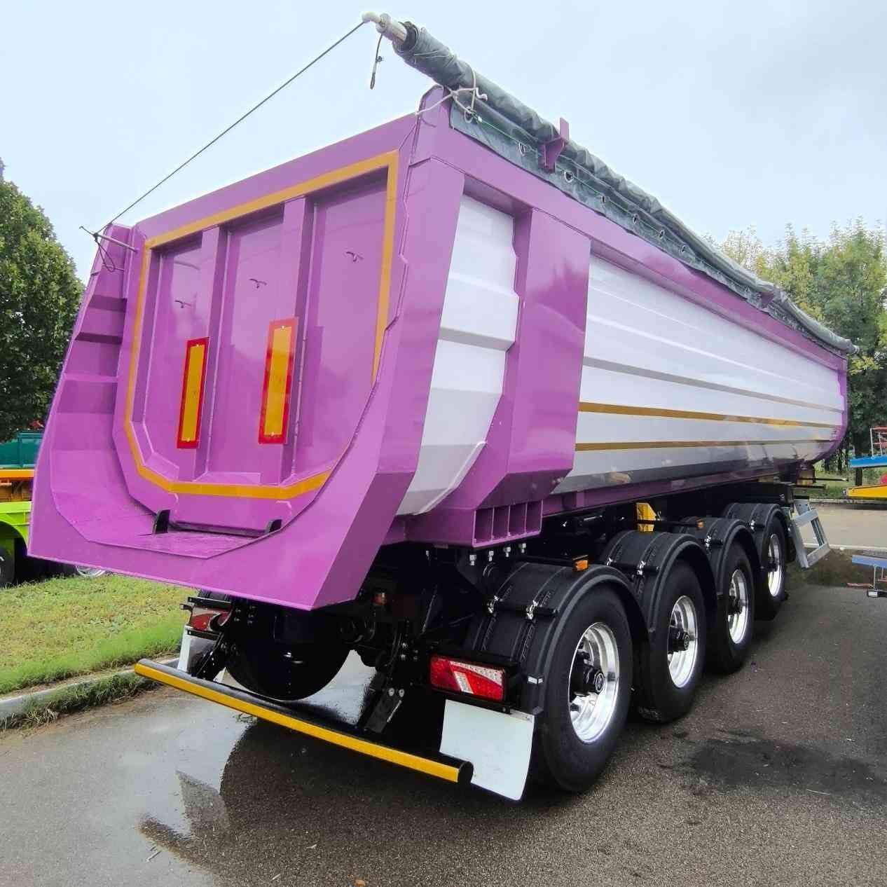 U shaped four-bridge front axle lifting rear turning self-unloading semi tarlier - Image 3