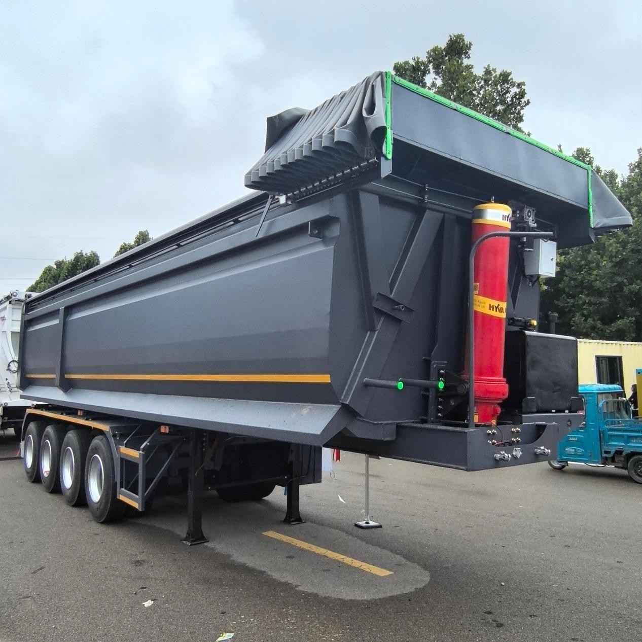 4-axle U shapeFour Bridge Rear Turning Self-unloading semi tarlier - Image 3