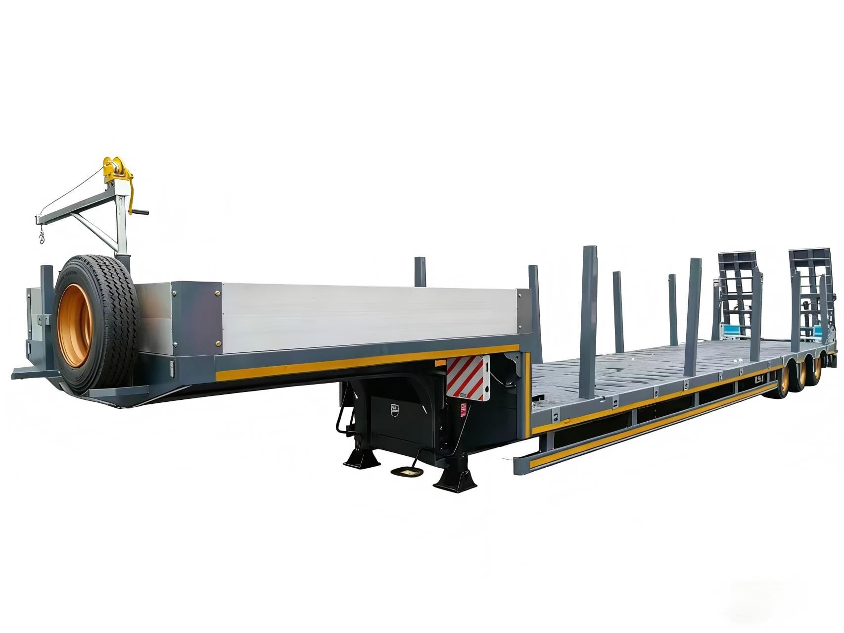 3-Axis Low Flatbed Semi-Trailer (with Wooden Piles)